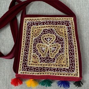 Boho Shoulder Bag Embroidered Tassel Purse